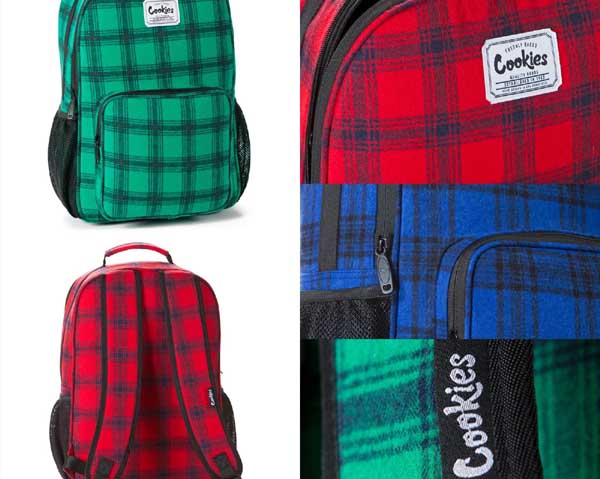 Plaid fabric cookies backpack.